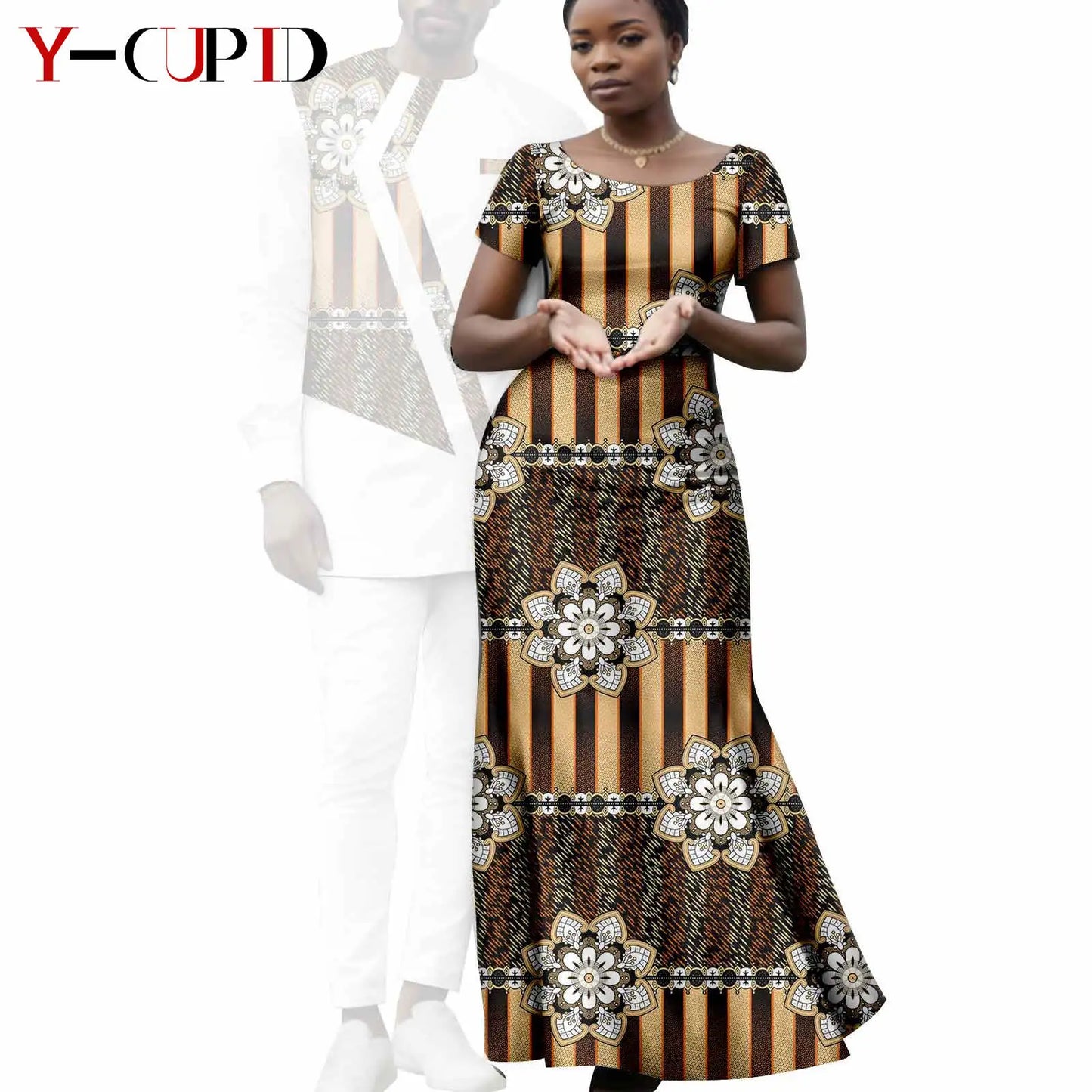 Matching African Attire Couples Clothing  Women Print Long Dresses Men Outfits Top and Pant Sets