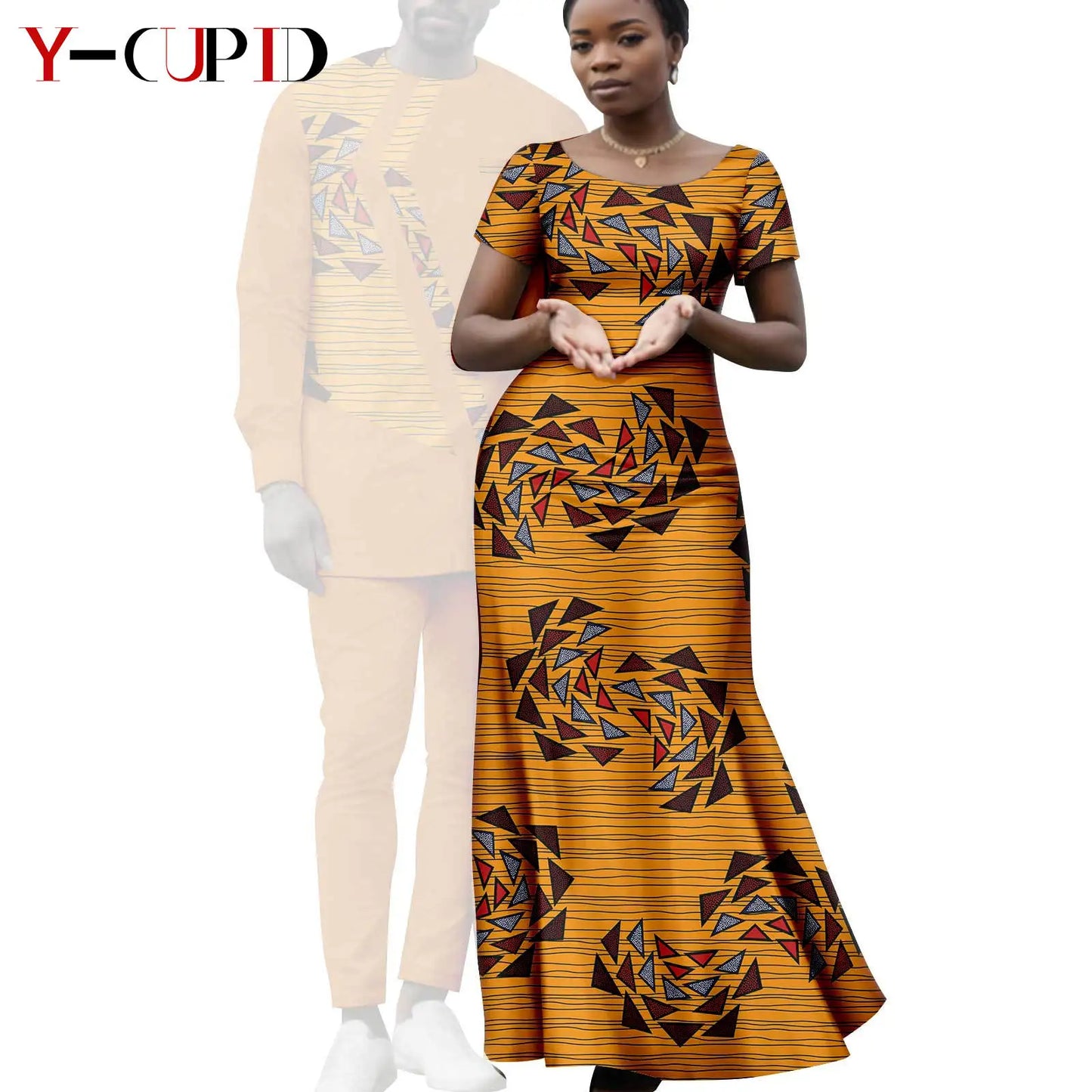 Matching African Attire Couples Clothing  Women Print Long Dresses Men Outfits Top and Pant Sets