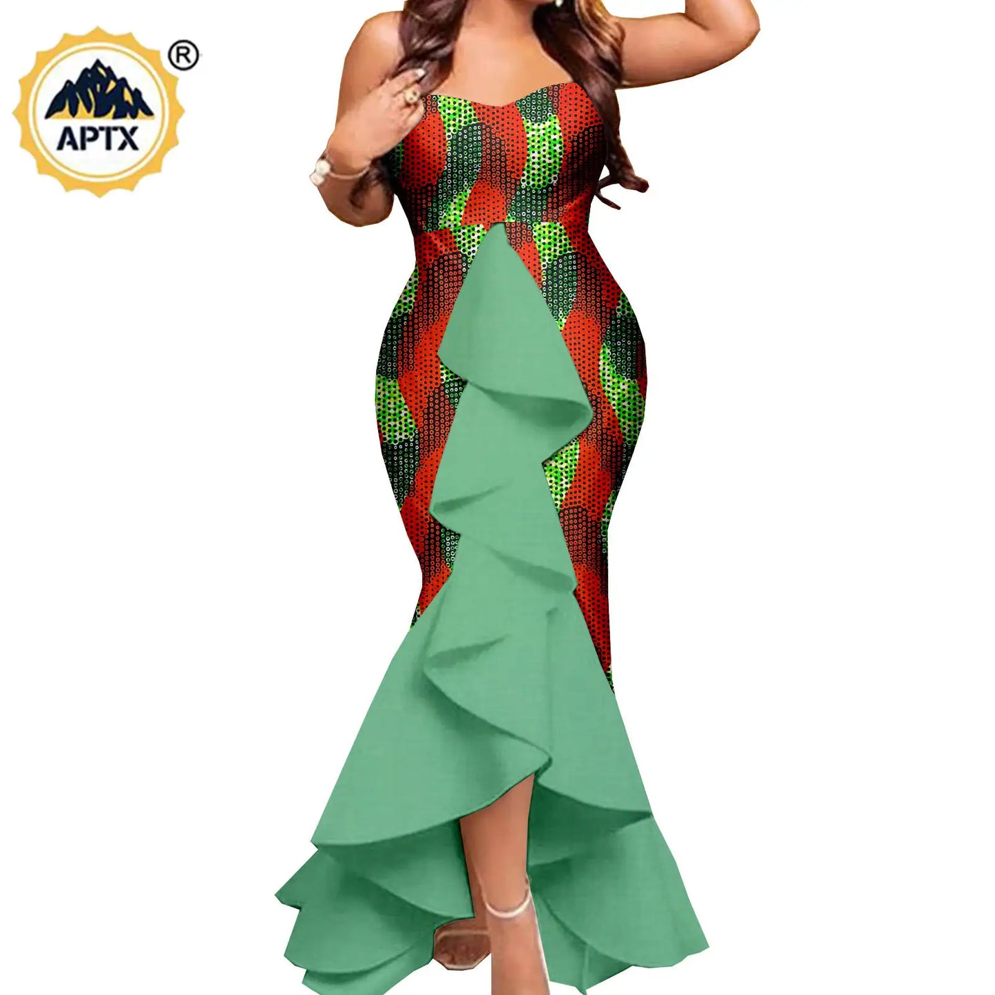 Dashiki African Women Mermaid Dresses Matching Men Outfits Pant Sets Bazin Riche African Couple Clothes for Wedding Y22C080