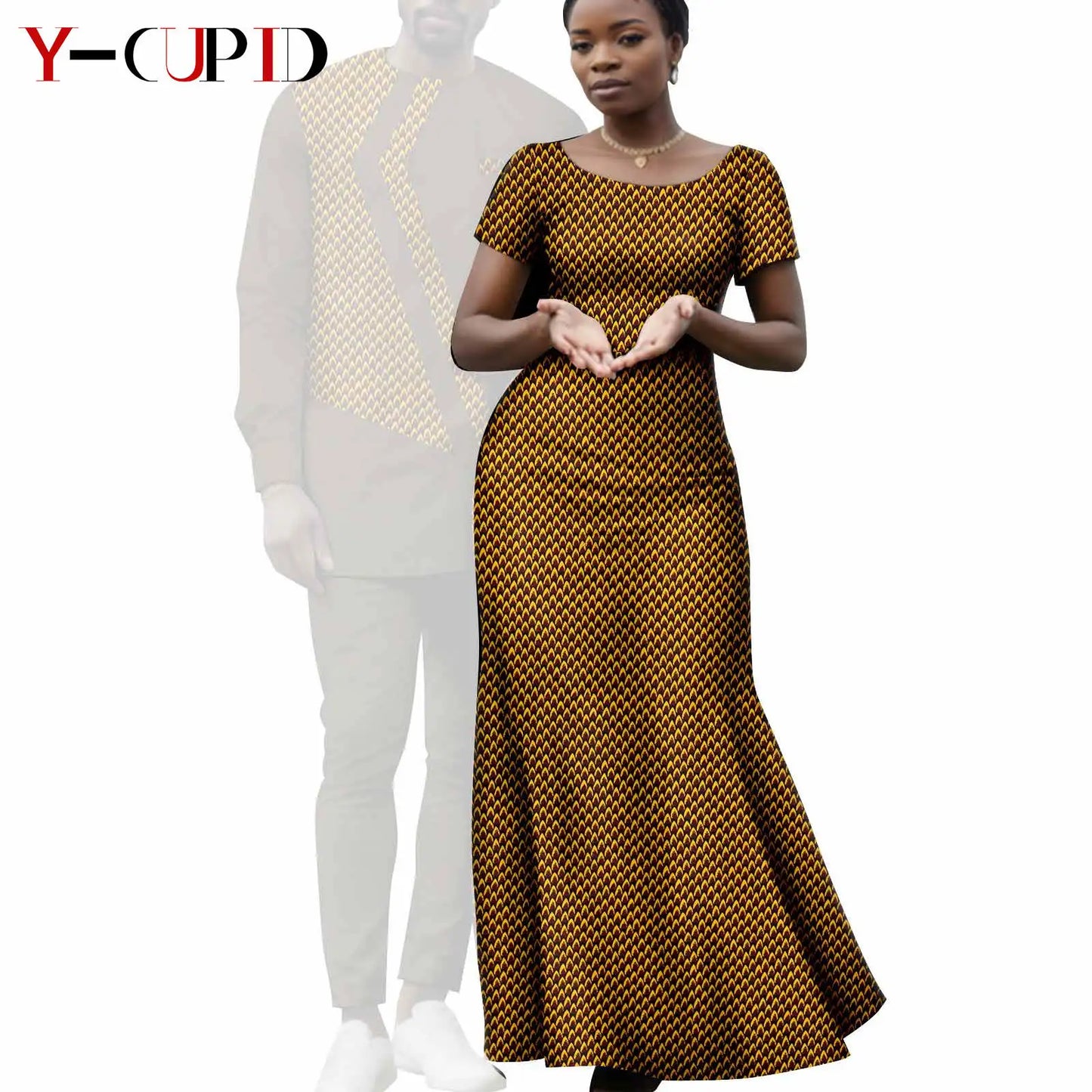 Matching African Attire Couples Clothing  Women Print Long Dresses Men Outfits Top and Pant Sets