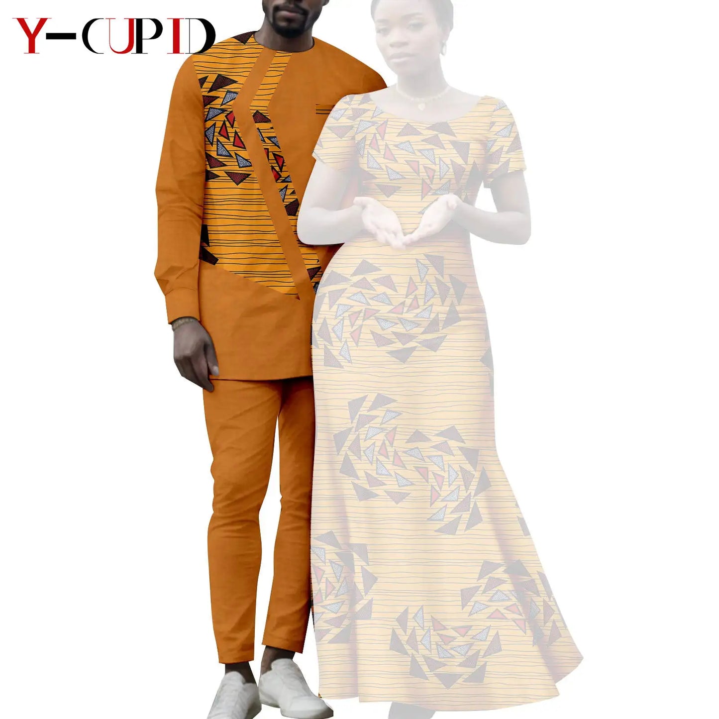 Matching African Attire Couples Clothing  Women Print Long Dresses Men Outfits Top and Pant Sets