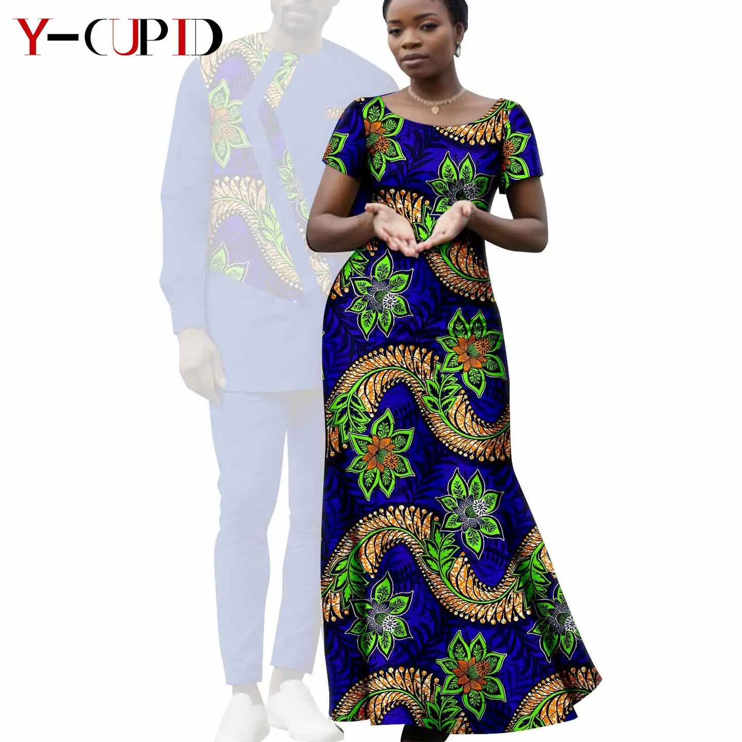 Matching African Attire Couples Clothing  Women Print Long Dresses Men Outfits Top and Pant Sets