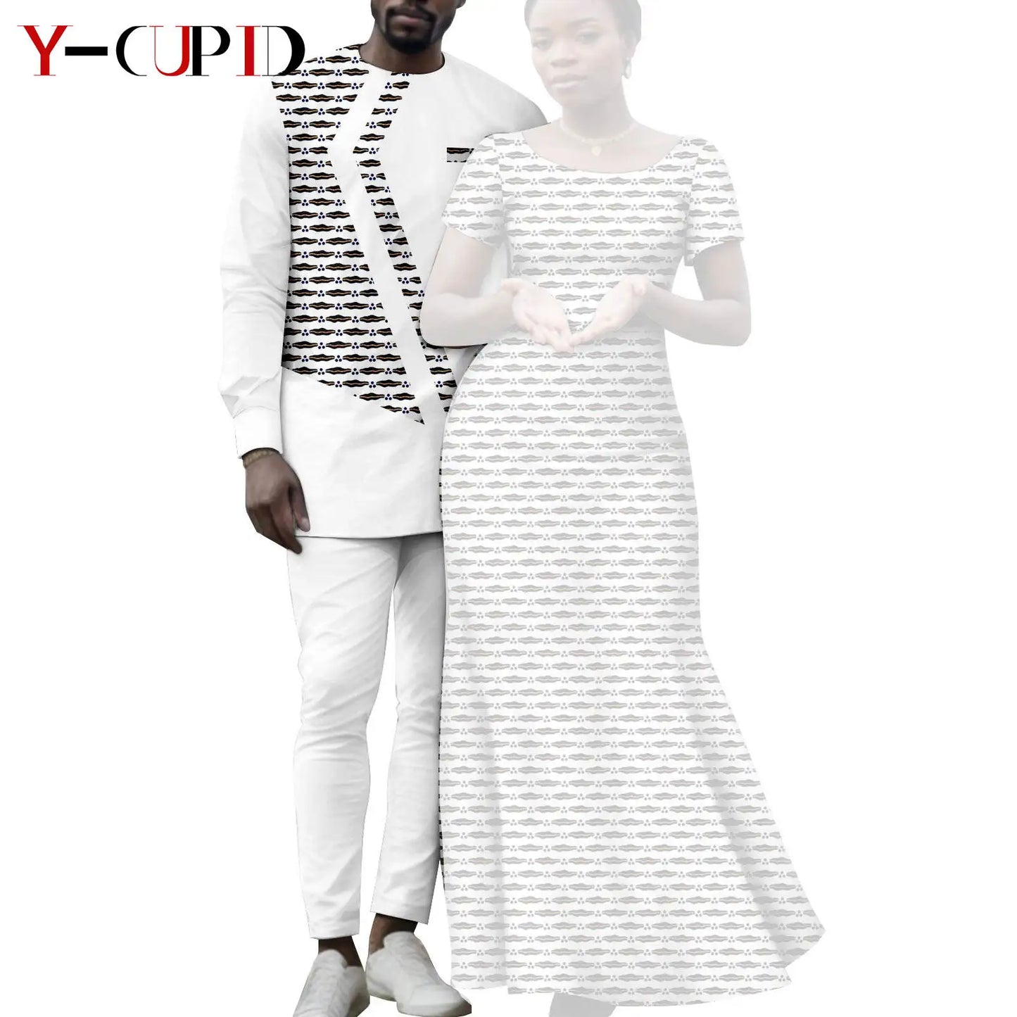 Matching African Attire Couples Clothing  Women Print Long Dresses Men Outfits Top and Pant Sets