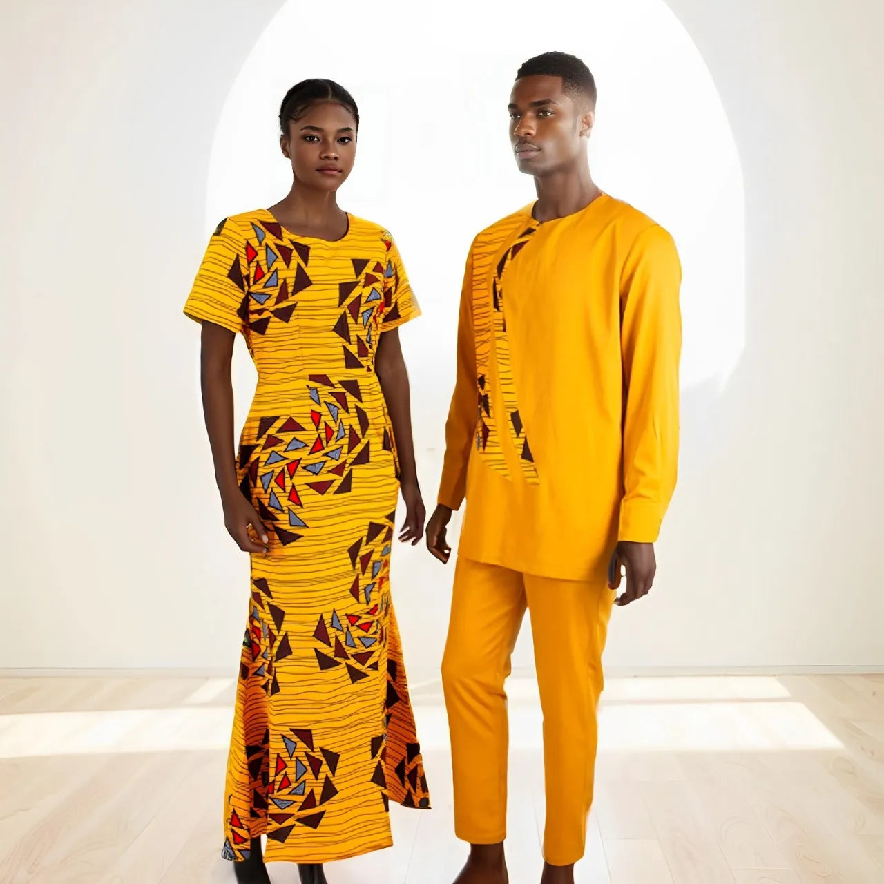 Matching African Attire Couples Clothing  Women Print Long Dresses Men Outfits Top and Pant Sets