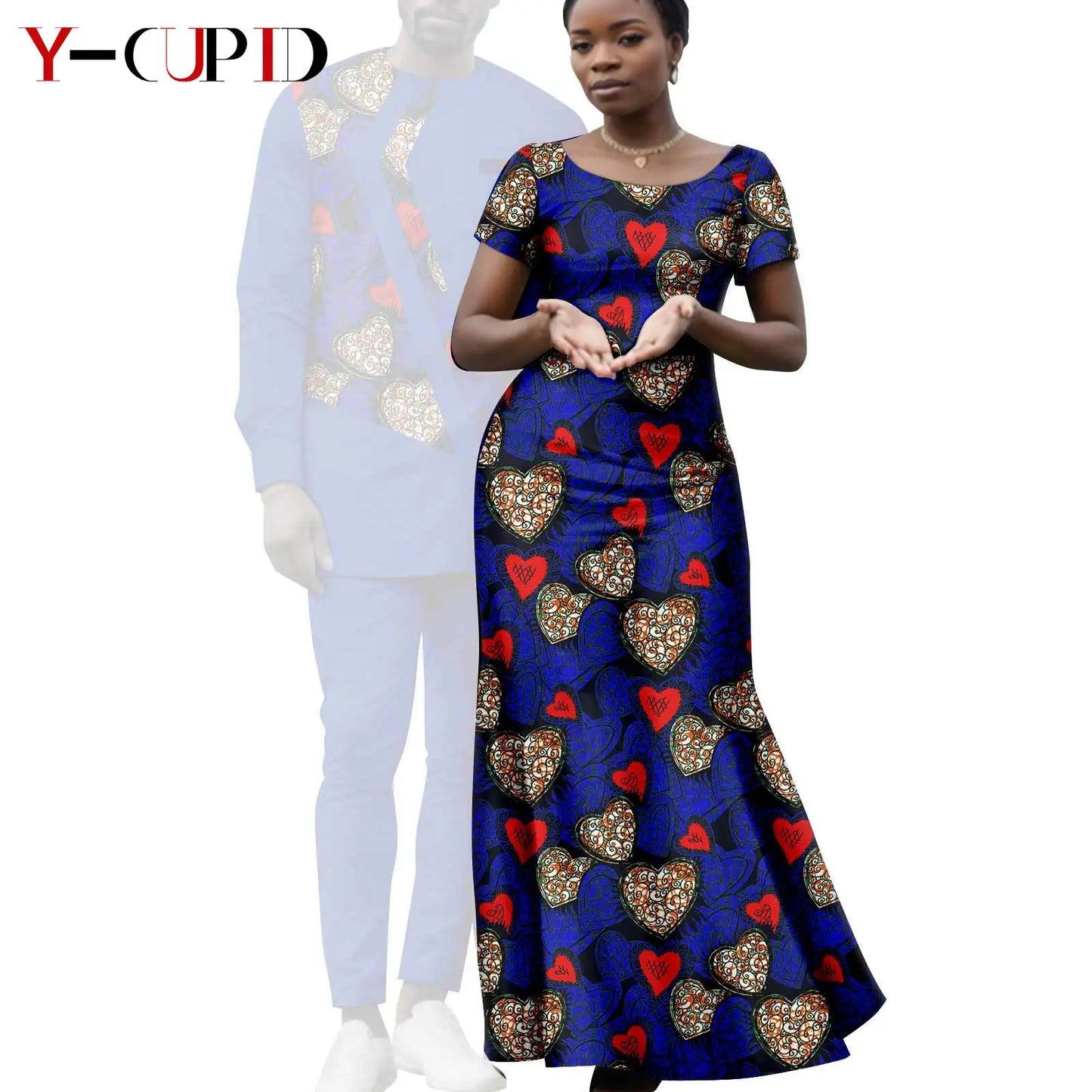 Matching African Attire Couples Clothing  Women Print Long Dresses Men Outfits Top and Pant Sets