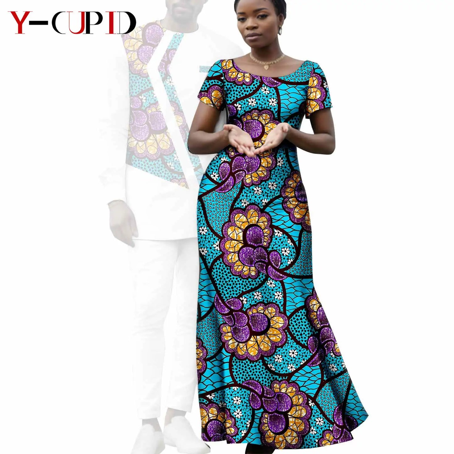 Matching African Attire Couples Clothing  Women Print Long Dresses Men Outfits Top and Pant Sets