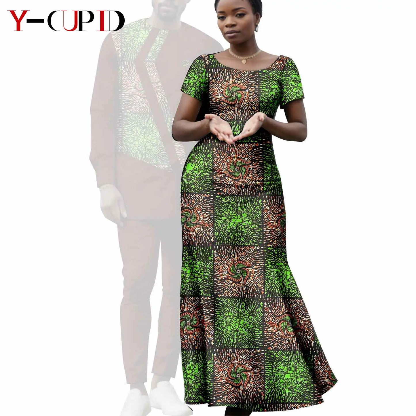 Matching African Attire Couples Clothing  Women Print Long Dresses Men Outfits Top and Pant Sets