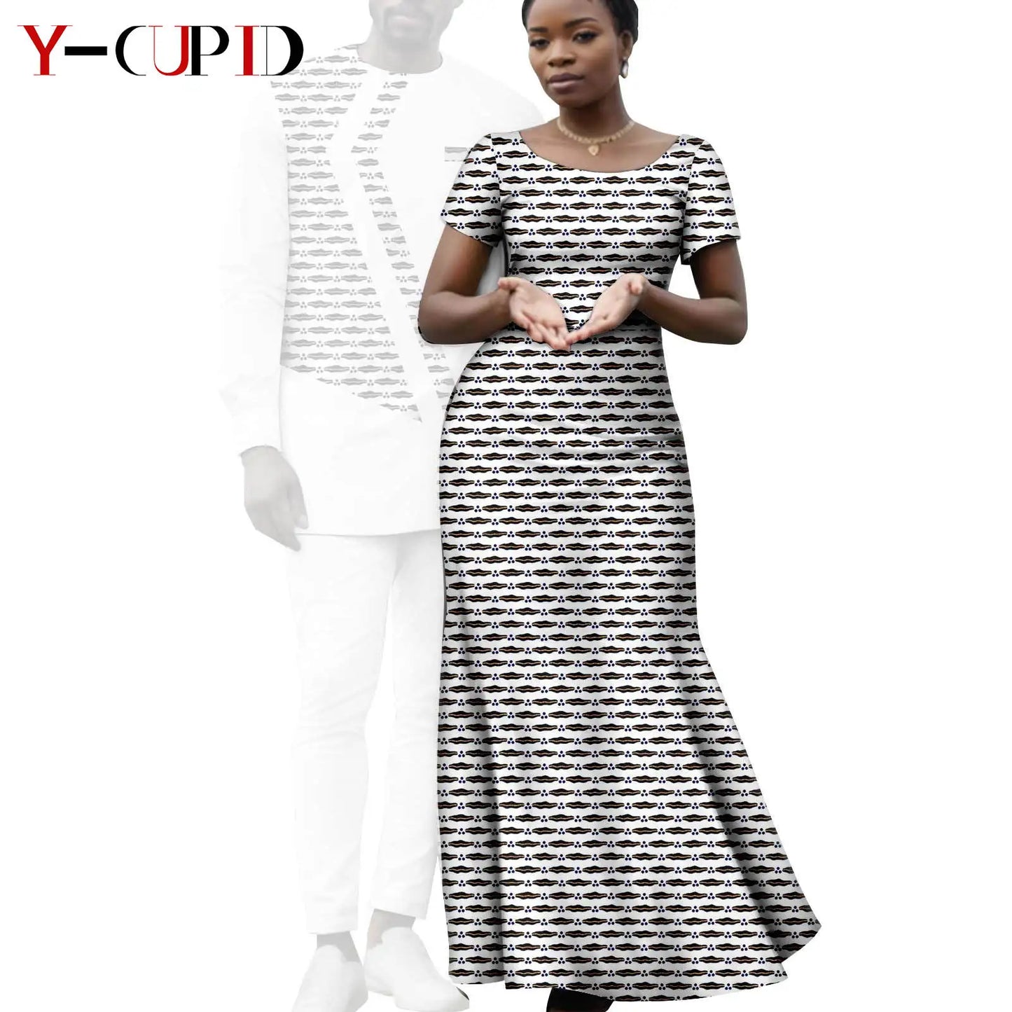 Matching African Attire Couples Clothing  Women Print Long Dresses Men Outfits Top and Pant Sets