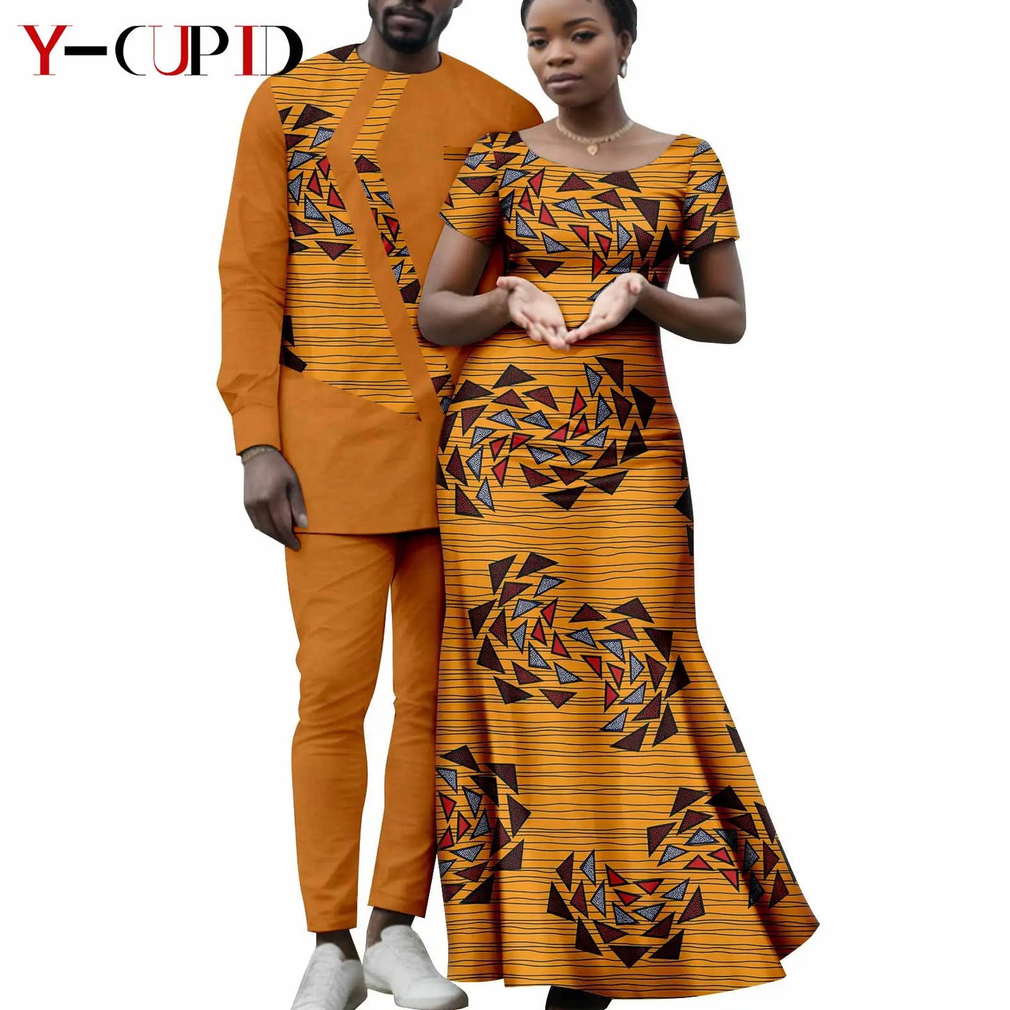 Matching African Attire Couples Clothing  Women Print Long Dresses Men Outfits Top and Pant Sets